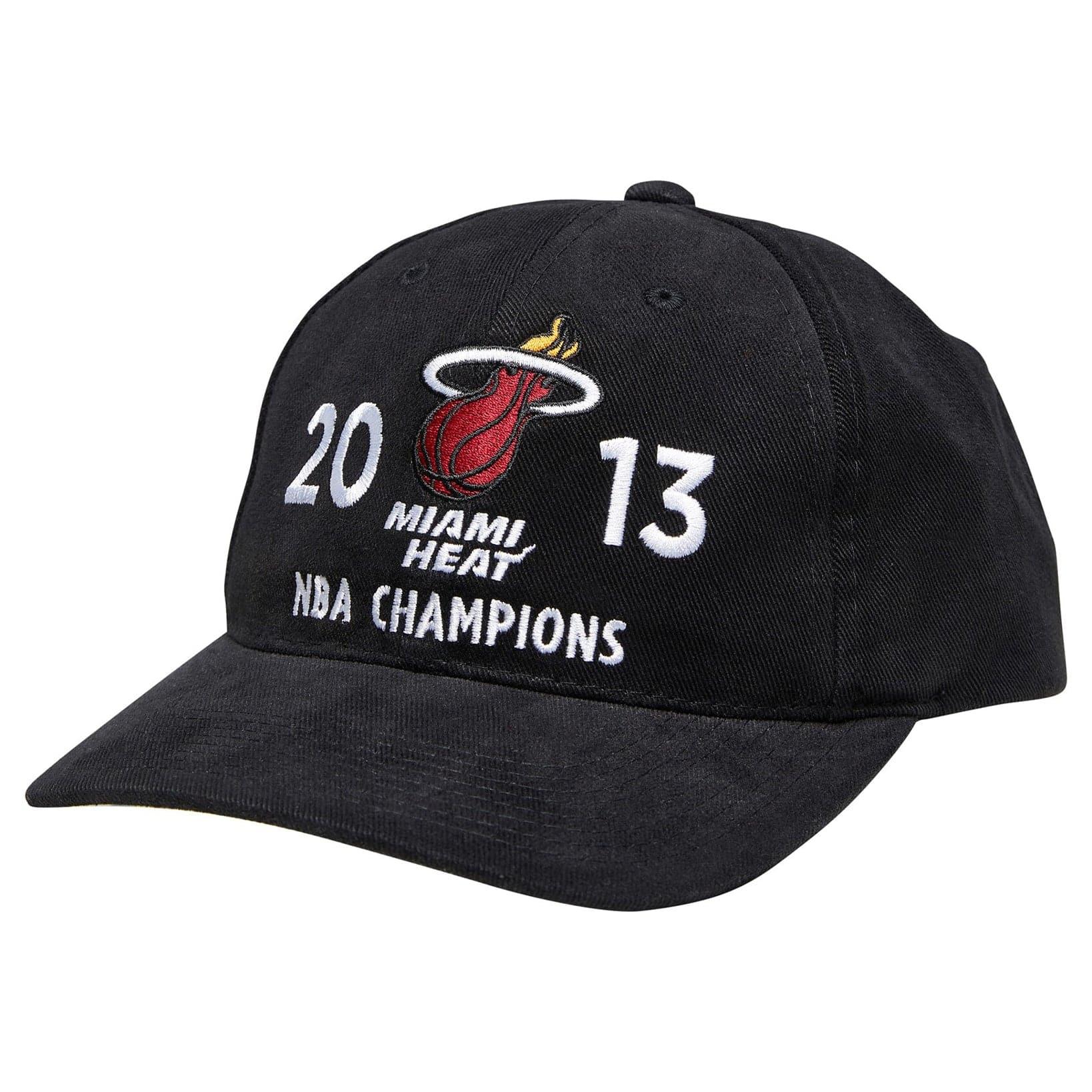 Mitchell And Ness Caps Miami Heat Mitchell & Ness NBA Finals History Pre-Curved Deadstock Snapback Hat - Black