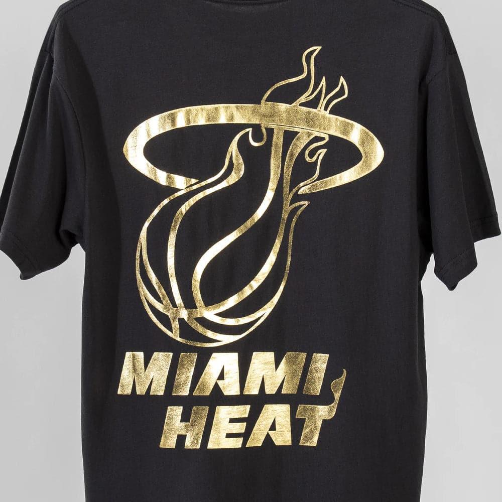 Mitchell And Ness T-Shirts Miami Heat Mitchell & Ness NBA Foil Logo T-Shirt - Faded Black