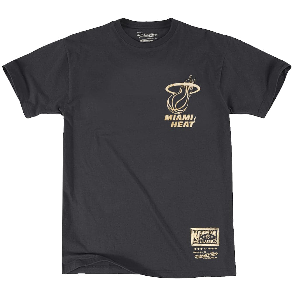 Mitchell And Ness T-Shirts Miami Heat Mitchell & Ness NBA Foil Logo T-Shirt - Faded Black