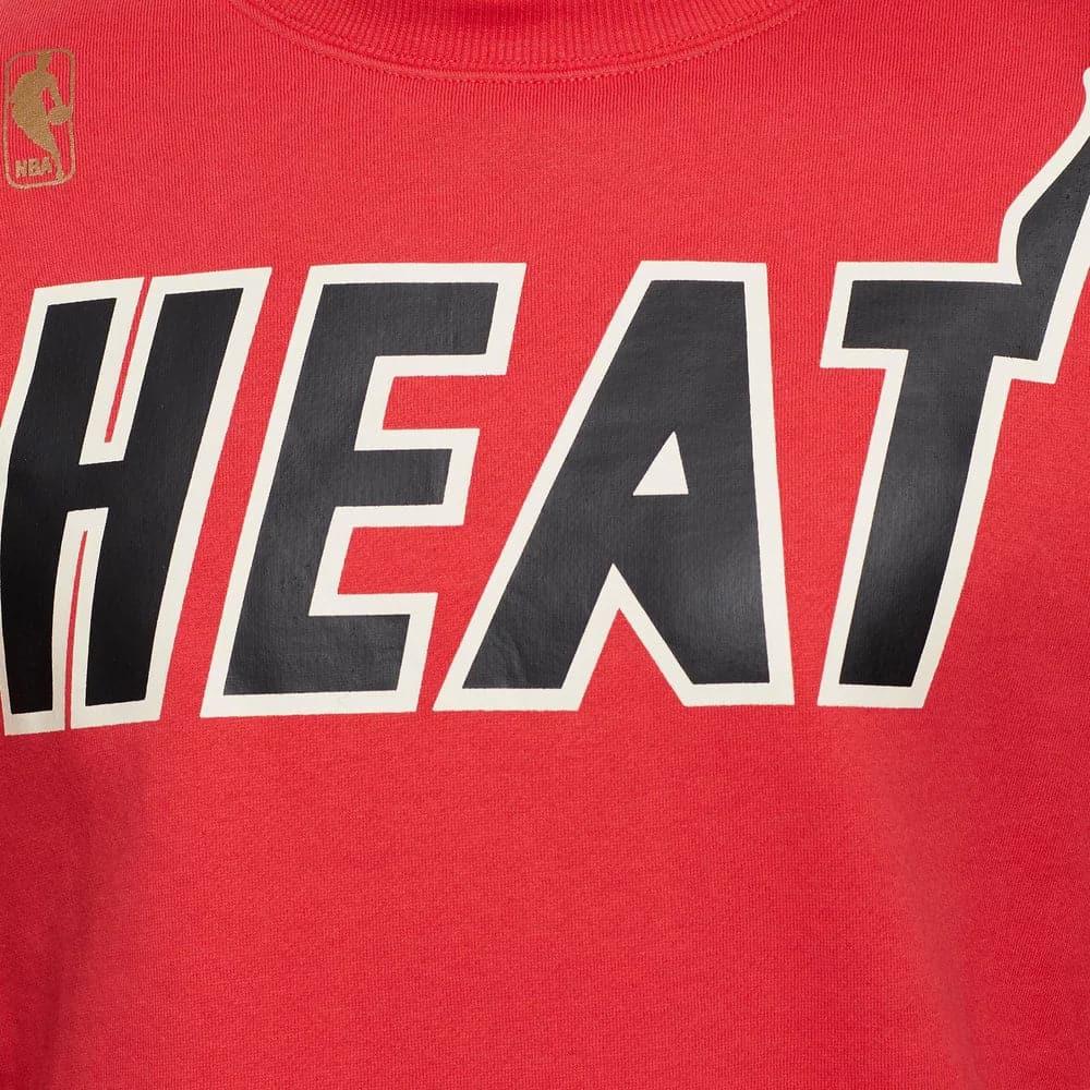 Mitchell And Ness Jumpers Miami Heat Mitchell & Ness NBA HWC Jersey Wordmark Vintage Crew Jumper - Faded Red