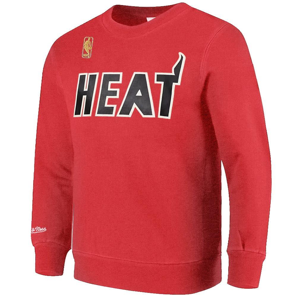 Mitchell And Ness Jumpers Miami Heat Mitchell & Ness NBA HWC Jersey Wordmark Vintage Crew Jumper - Faded Red