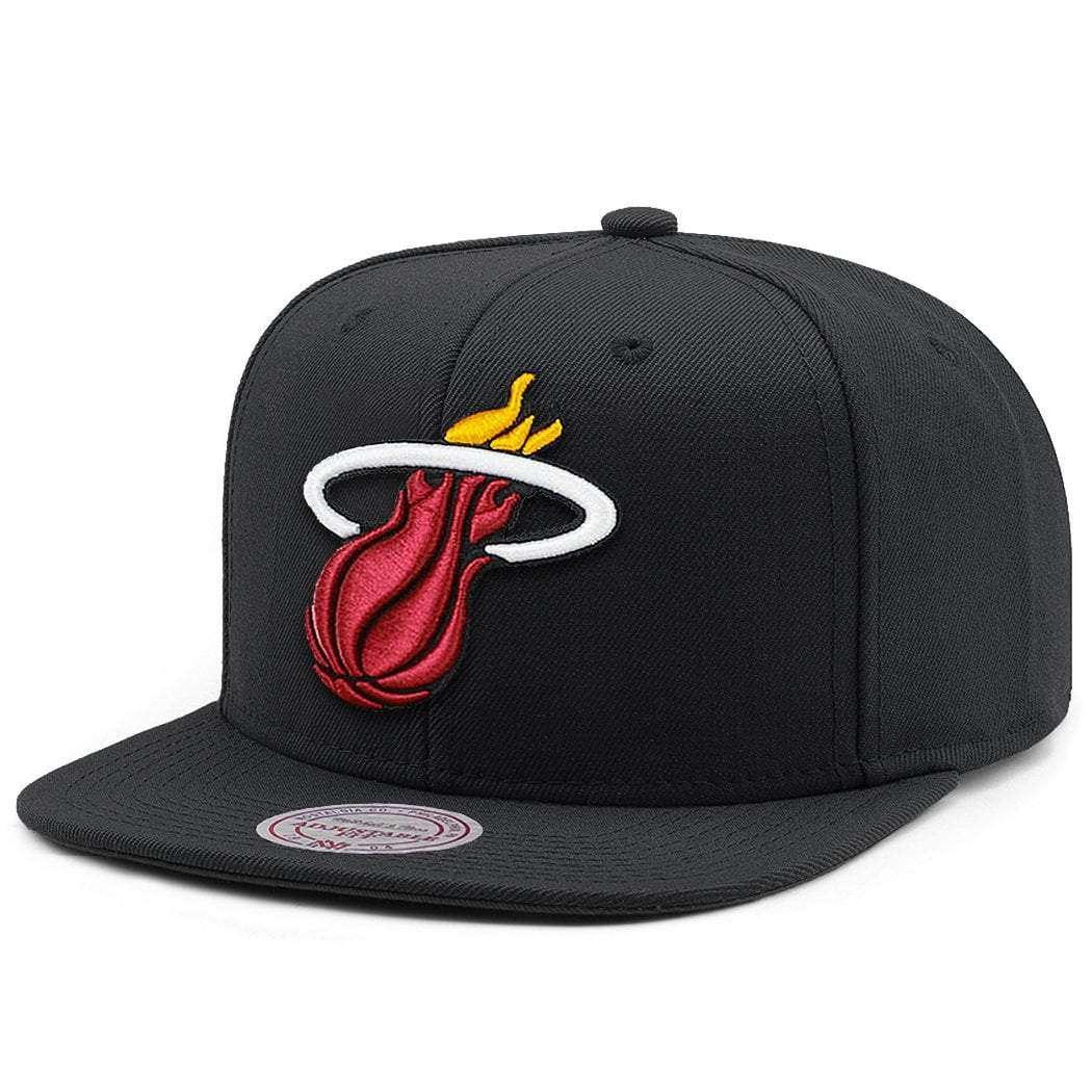 Mitchell And Ness Caps Miami Heat Mitchell & Ness NBA Team High Crown Snapback Hat - Black