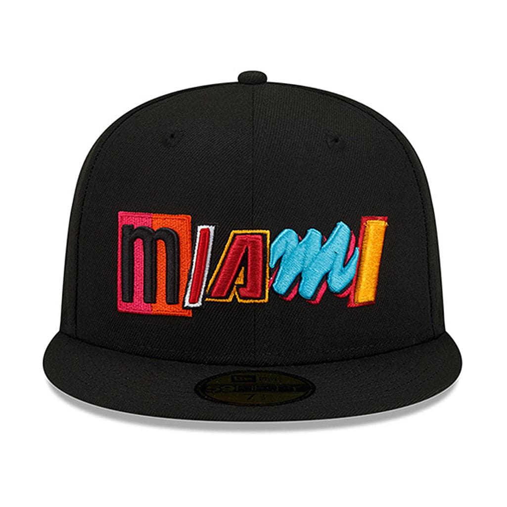 New Era Caps Miami Heat New Era NBA 21-22 City Edition 59FIFTY Fitted Hat - Black