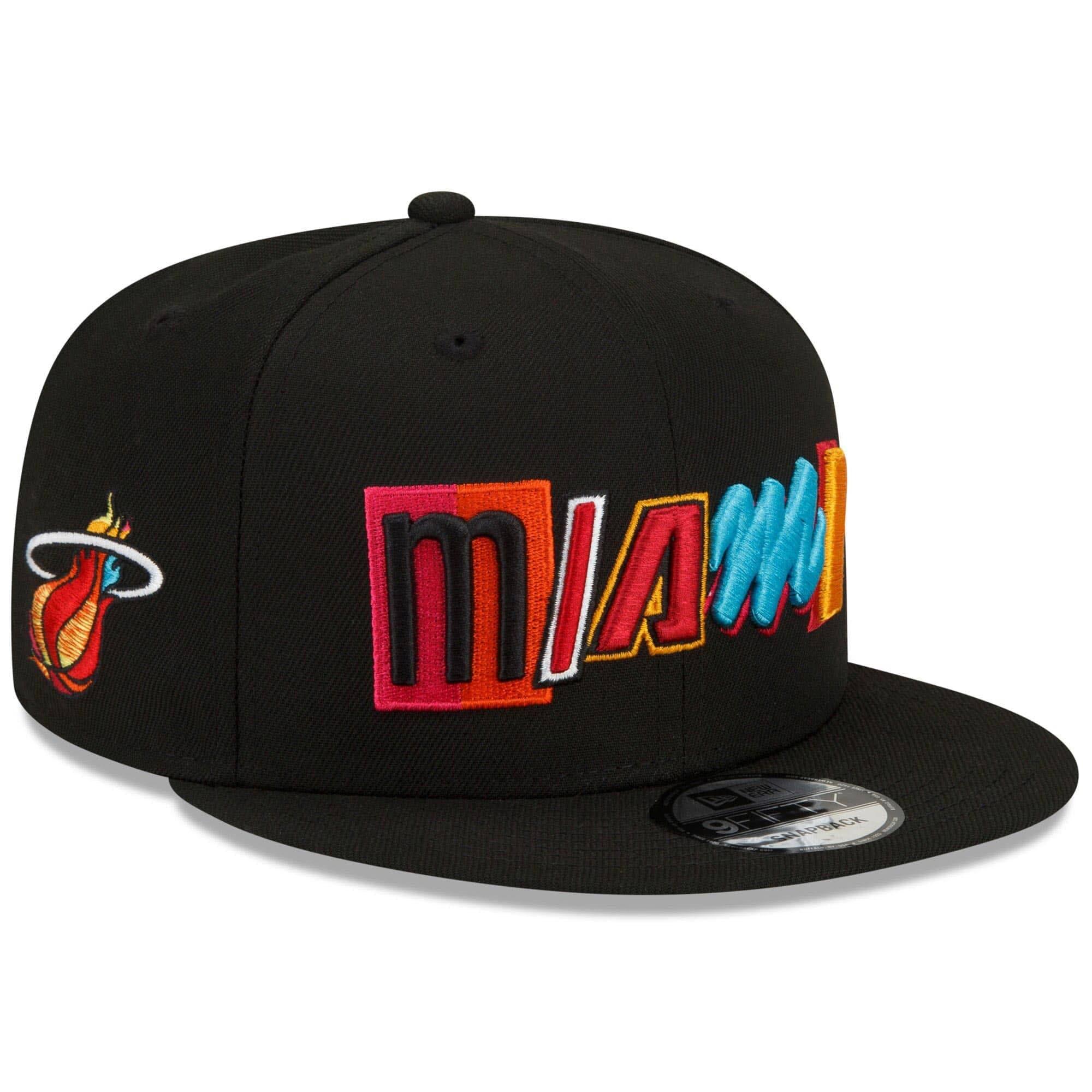 New Era Caps Miami Heat New Era NBA 21-22 City Edition 9FIFTY Snapback Hat - Black