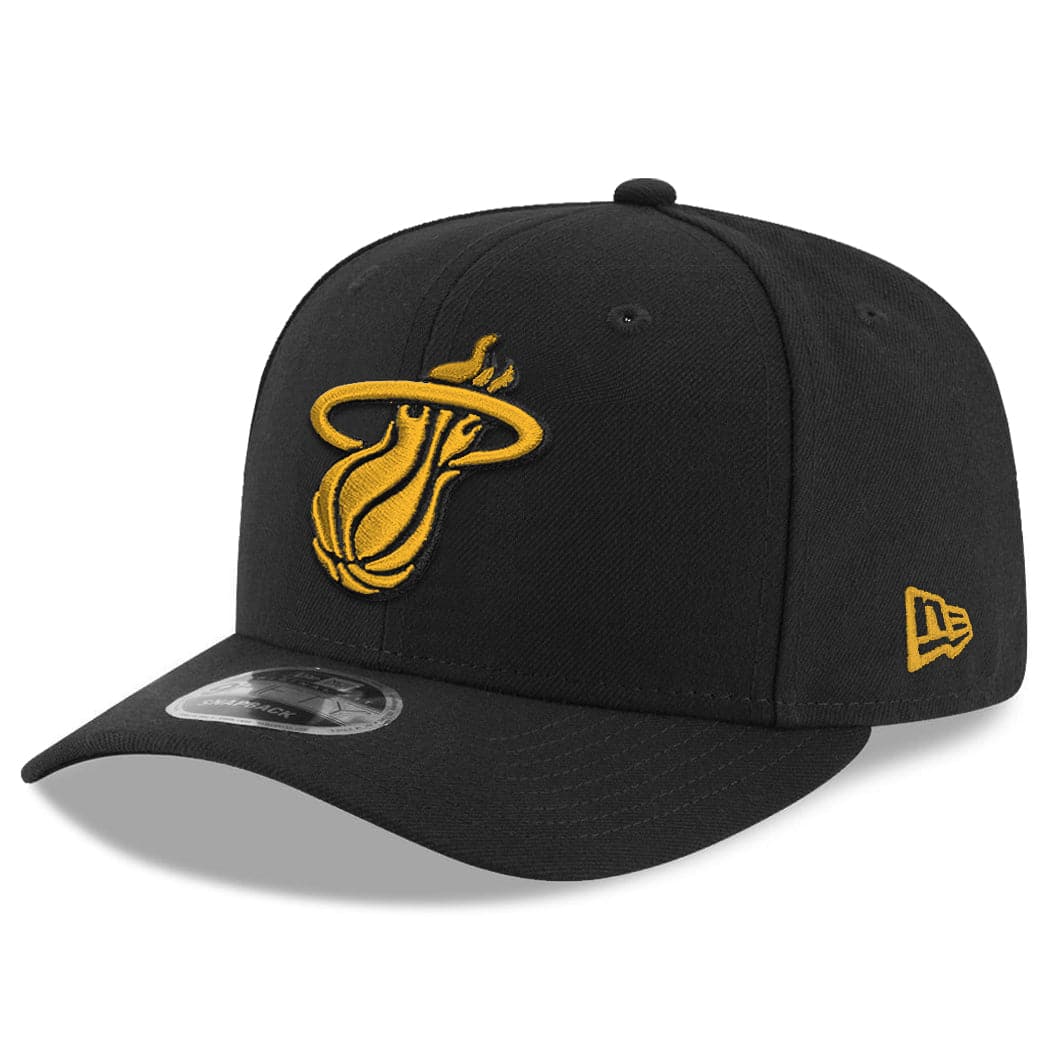 New Era Caps Miami Heat New Era NBA Amber Logo 9FIFTY OF Pre-Curved Snapback Hat - Black