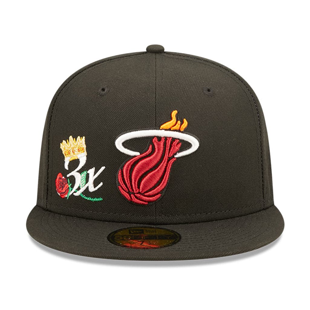 New Era Caps Miami Heat New Era NBA Crown Champs 59FIFTY Fitted Hat - Black