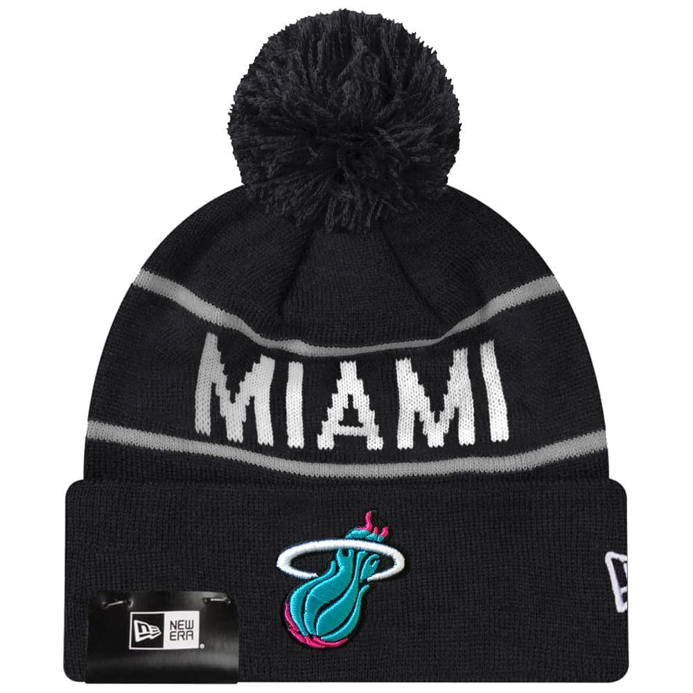 New Era Beanies Miami Heat New Era NBA Grey Stripe Knit Beanie - Black