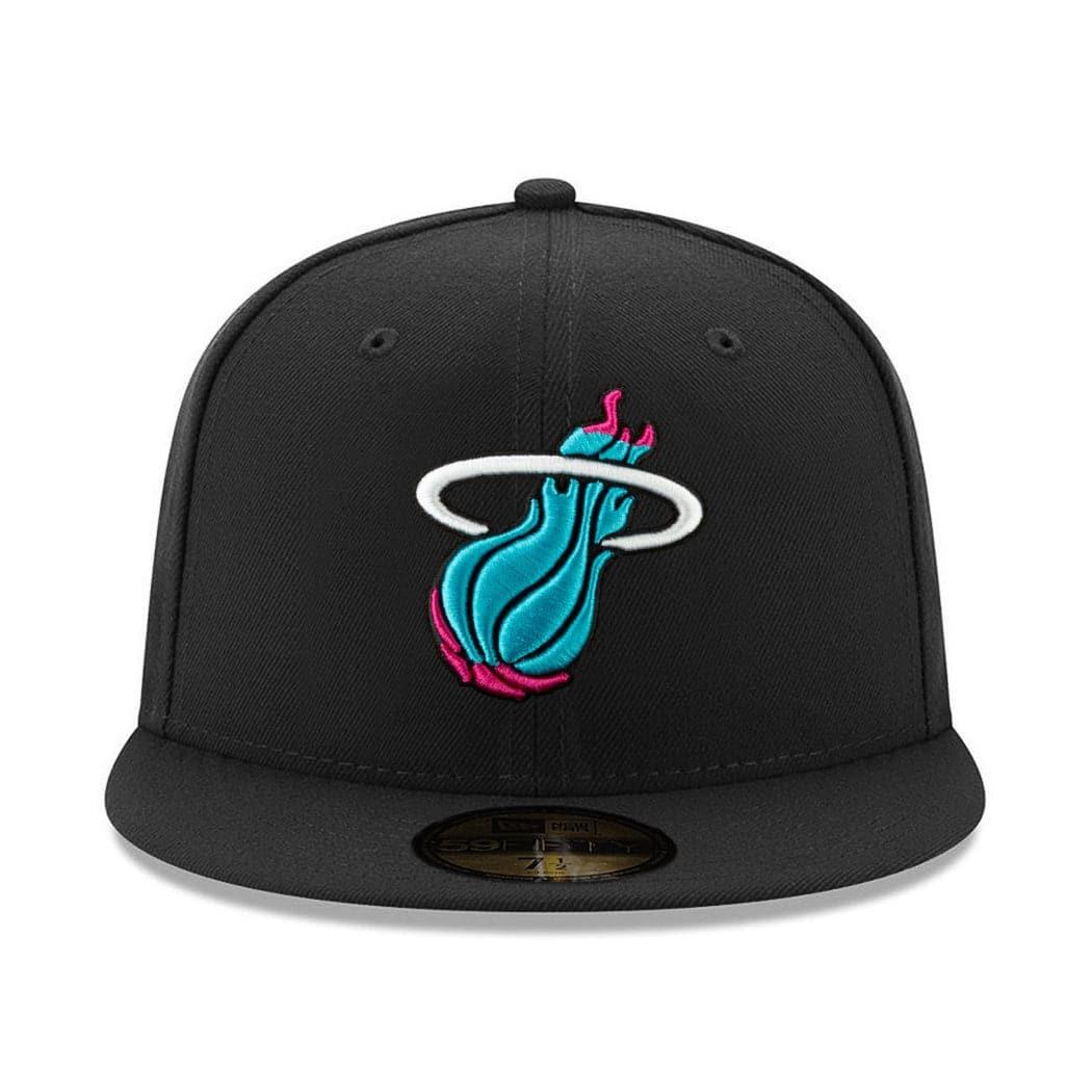 New Era Caps Miami Heat New Era NBA Teal Vice City Logo 59FIFTY Fitted Hat - Black