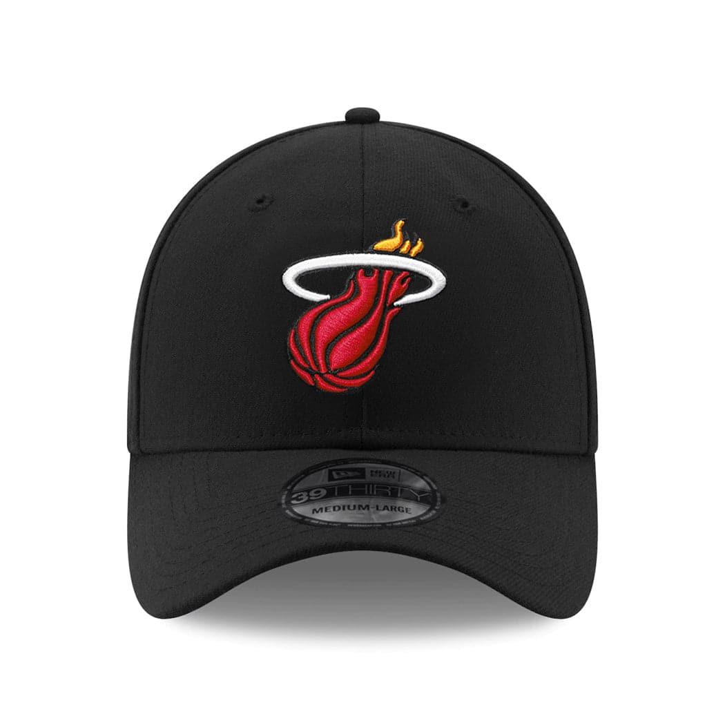 New Era Caps Miami Heat New Era NBA Team 39THIRTY Flex Fit Curve Hat - Black