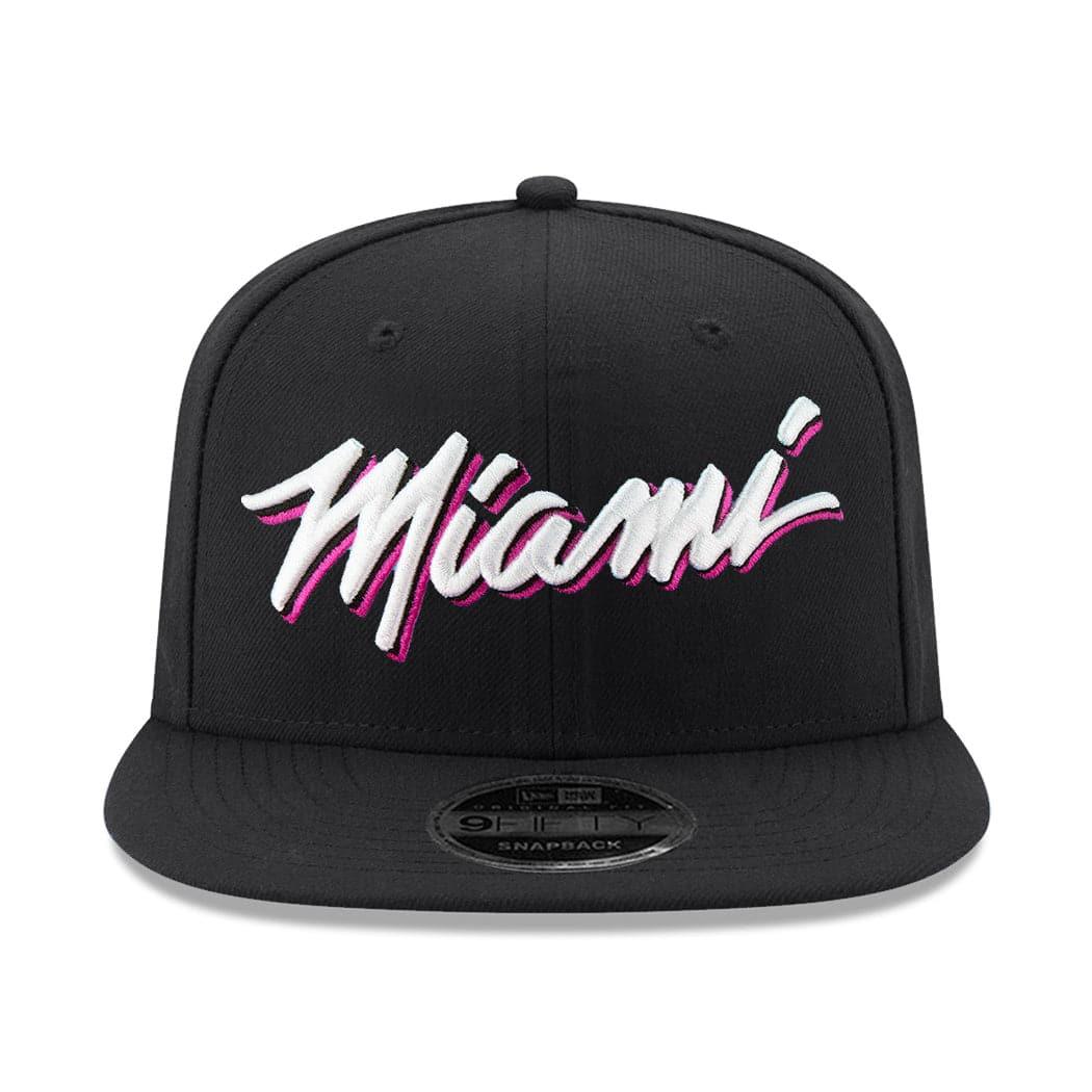 New Era Caps Miami Heat New Era NBA Vice Script OF 9FIFTY Snapback Hat - Black