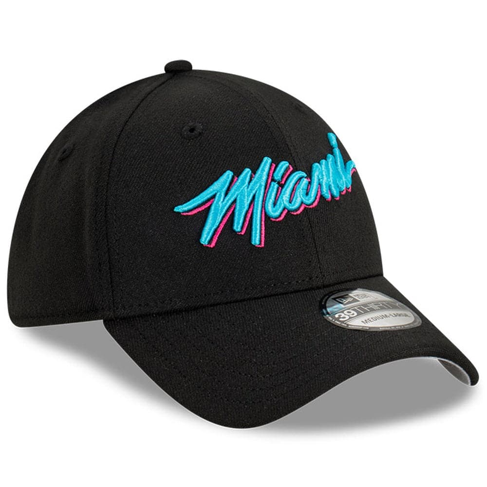 New Era Caps Miami Heat New Era NBA Wordmark 39THIRTY Stretch Fit Hat - Black