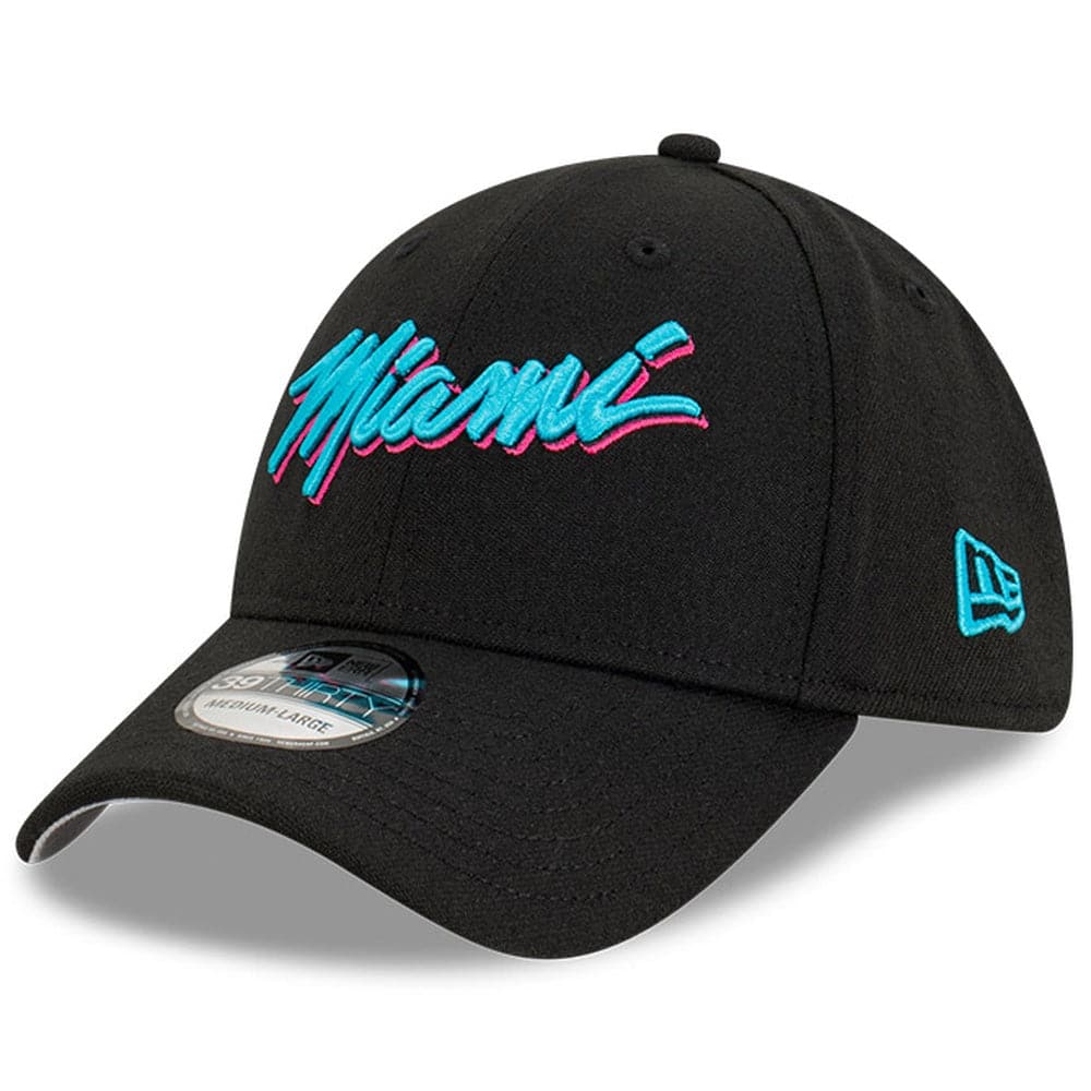New Era Caps Miami Heat New Era NBA Wordmark 39THIRTY Stretch Fit Hat - Black