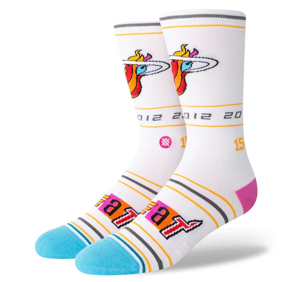 Stance Socks Large (9-12 US) Miami Heat Stance NBA 22-23 City Edition Crew Socks - White