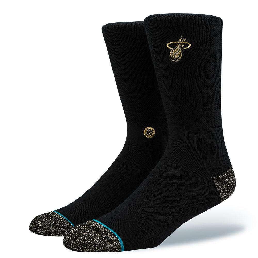 Stance Socks Large (9-12 US) Miami Heat Stance NBA Gold Trophy Crew Socks - Black