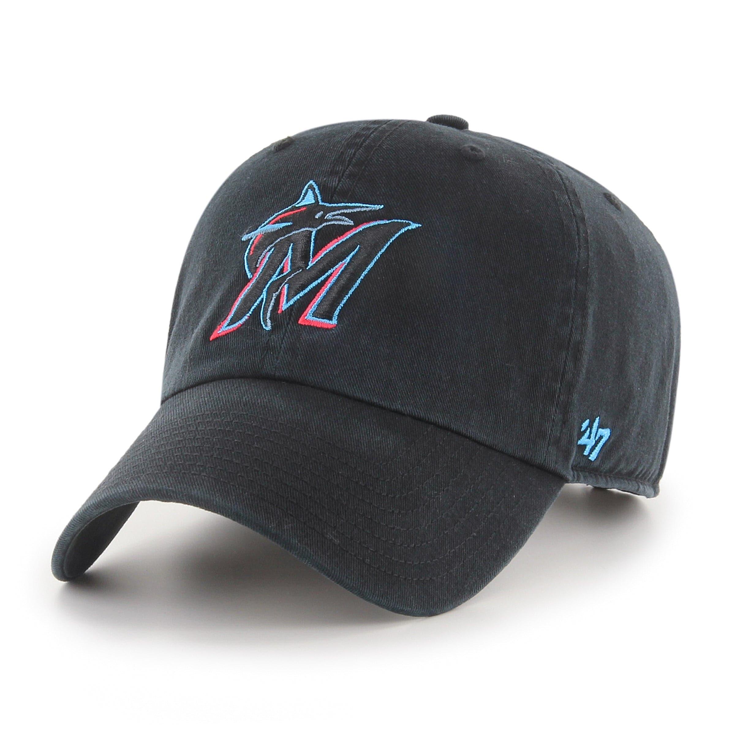 47 Brand Caps Miami Marlins '47 MLB Team Clean Up Strapback Hat - Black