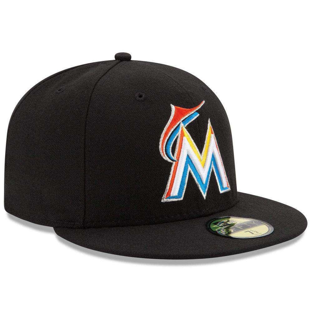 New Era Caps Miami Marlins New Era MLB AC On-Field 59FIFTY Fitted Hat - Black