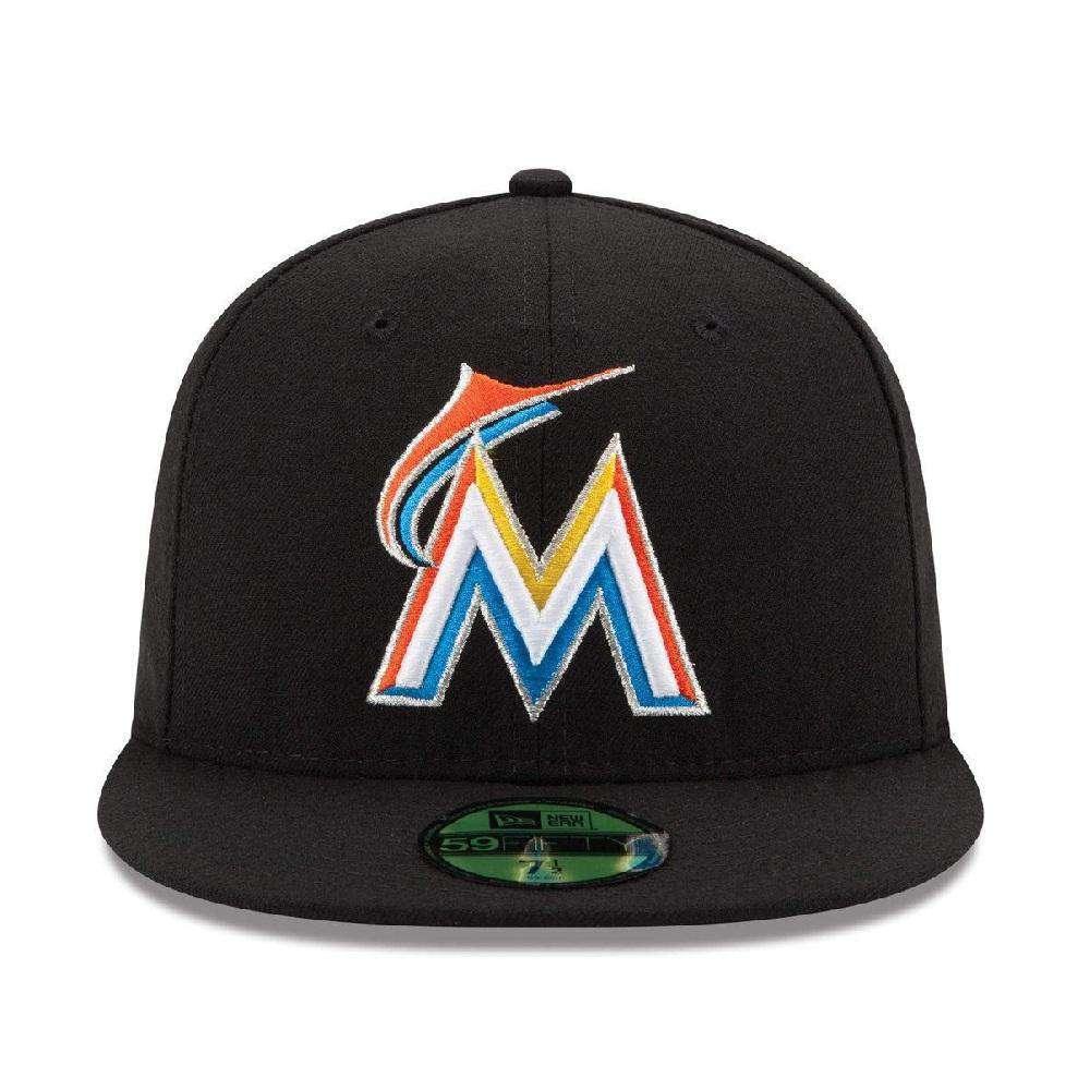 New Era Caps Miami Marlins New Era MLB AC On-Field 59FIFTY Fitted Hat - Black