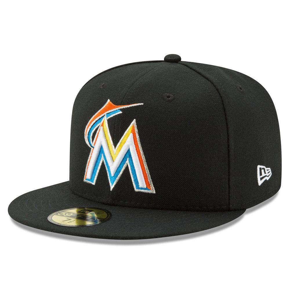 New Era Caps Miami Marlins New Era MLB AC On-Field 59FIFTY Fitted Hat - Black