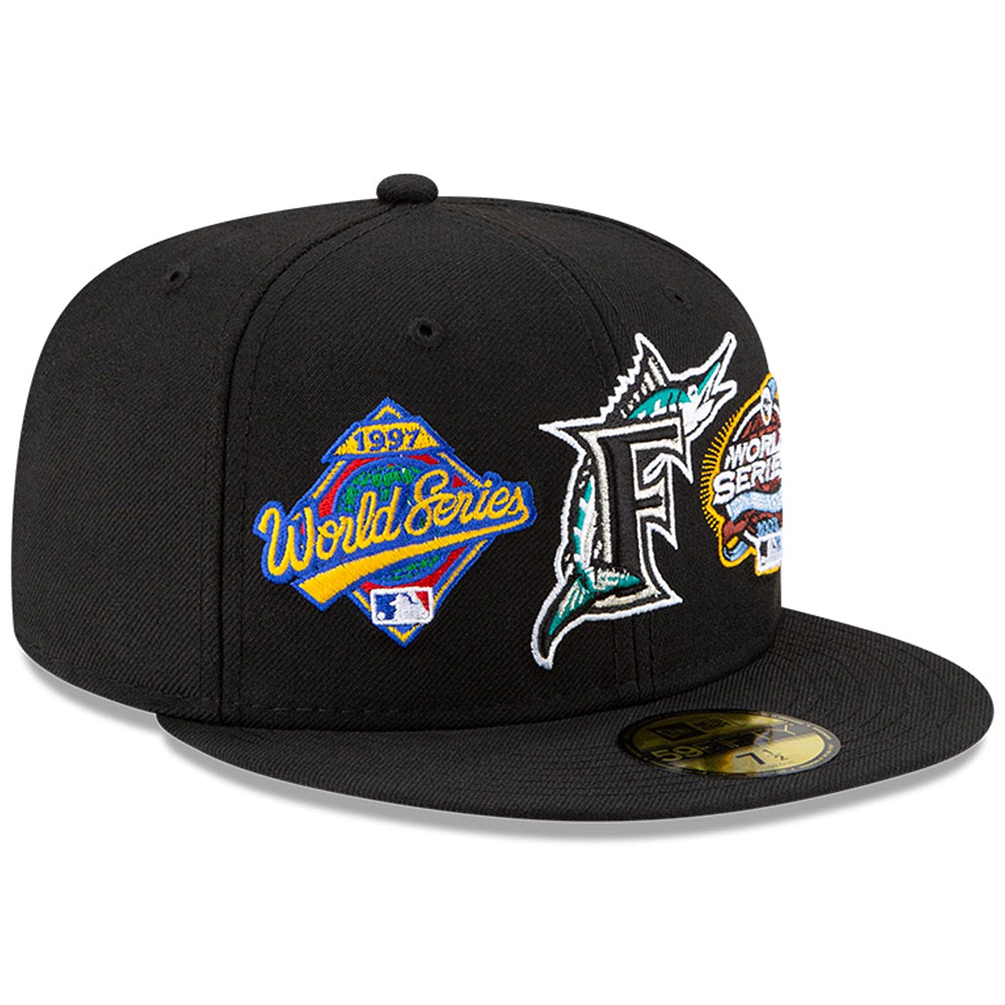 New Era Caps Miami Marlins New Era MLB Champions Patch 59FIFTY Fitted Hat - Black