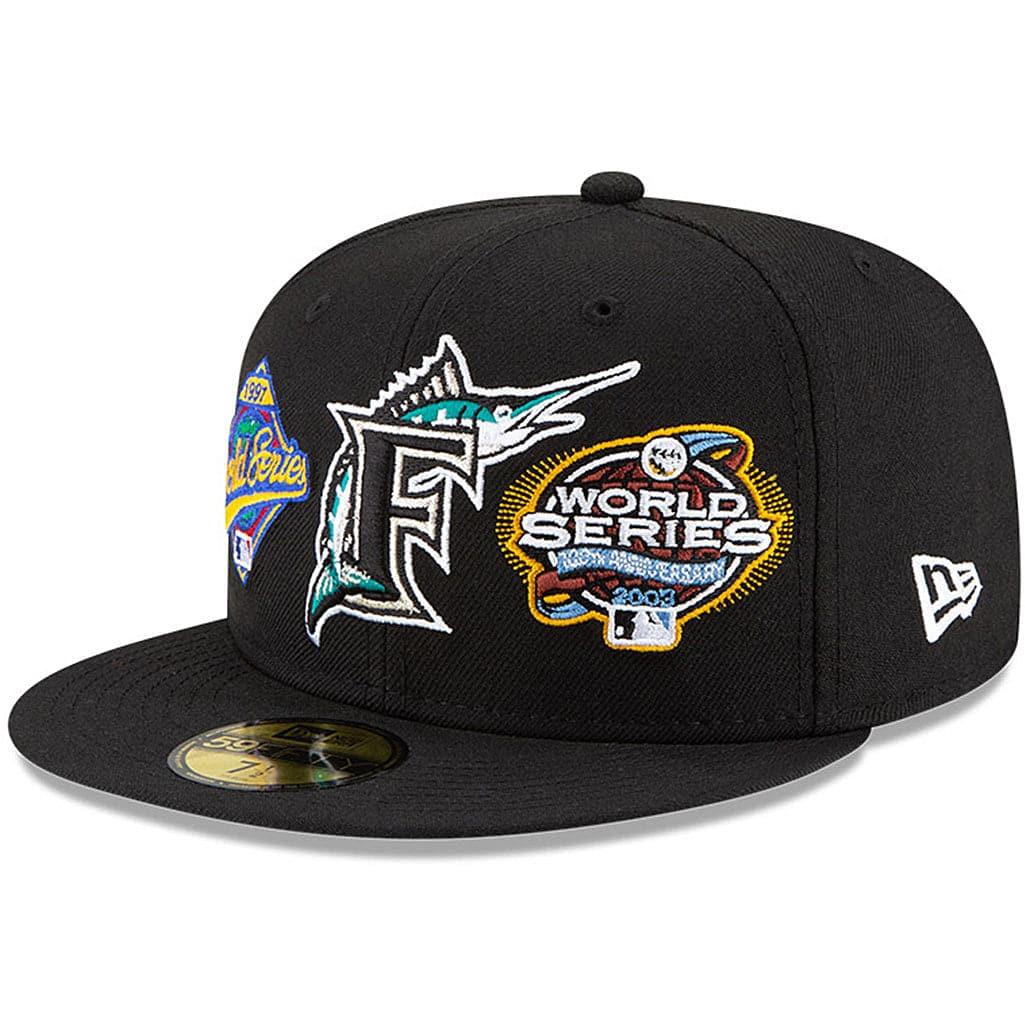 New Era Caps Miami Marlins New Era MLB Champions Patch 59FIFTY Fitted Hat - Black