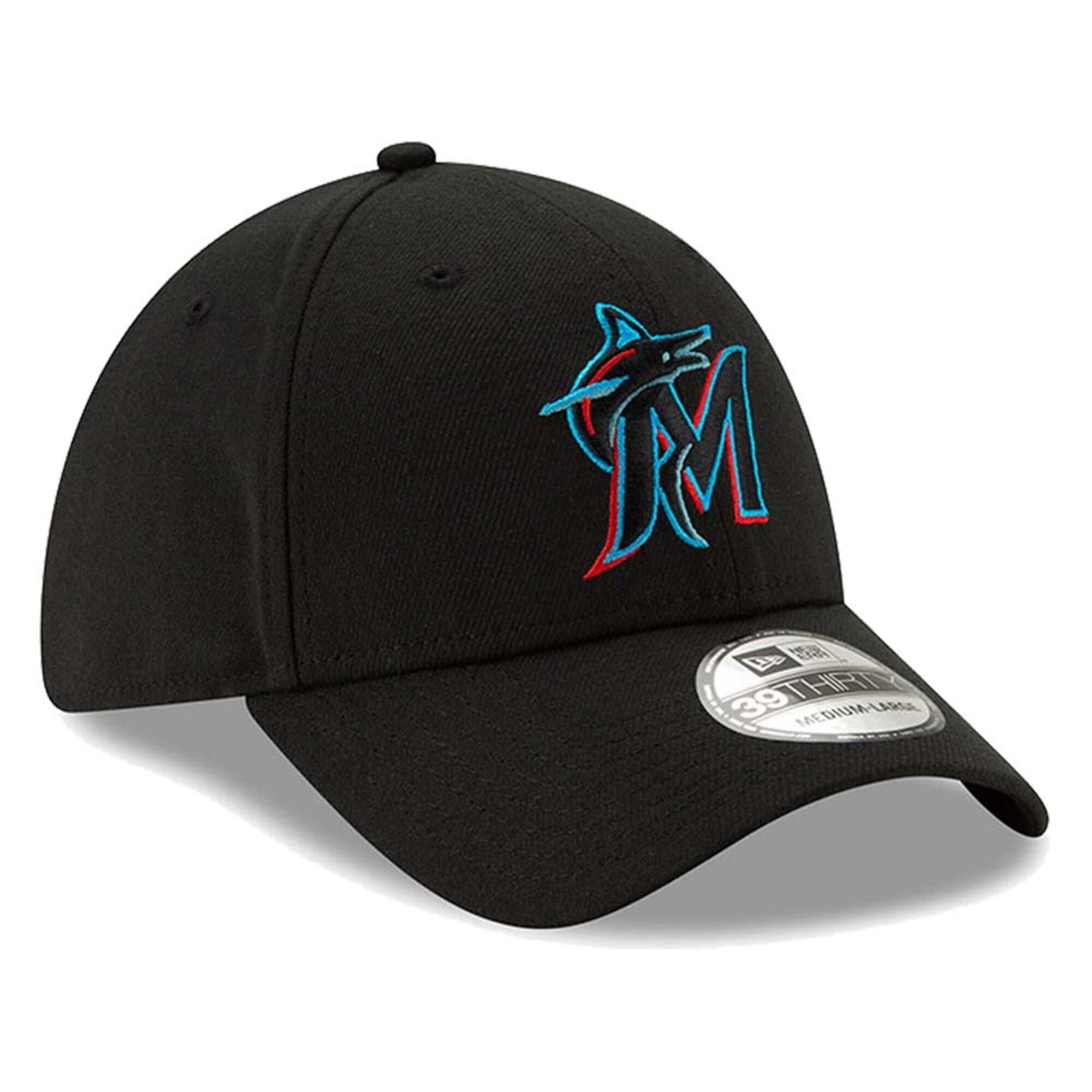 New Era Caps Miami Marlins New Era MLB Team Classic 39THIRTY Curve Hat - Black