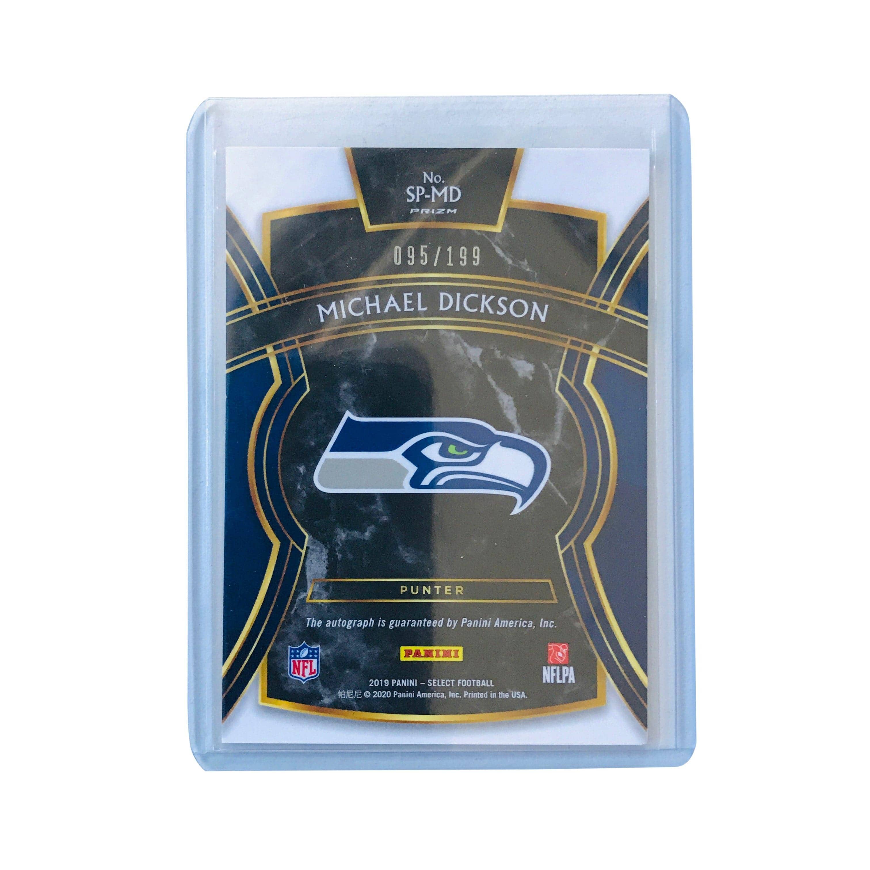 Panini Cards Michael Dickson Seattle Seahawks 19 Panini Select NFL Silver Auto /199 Card