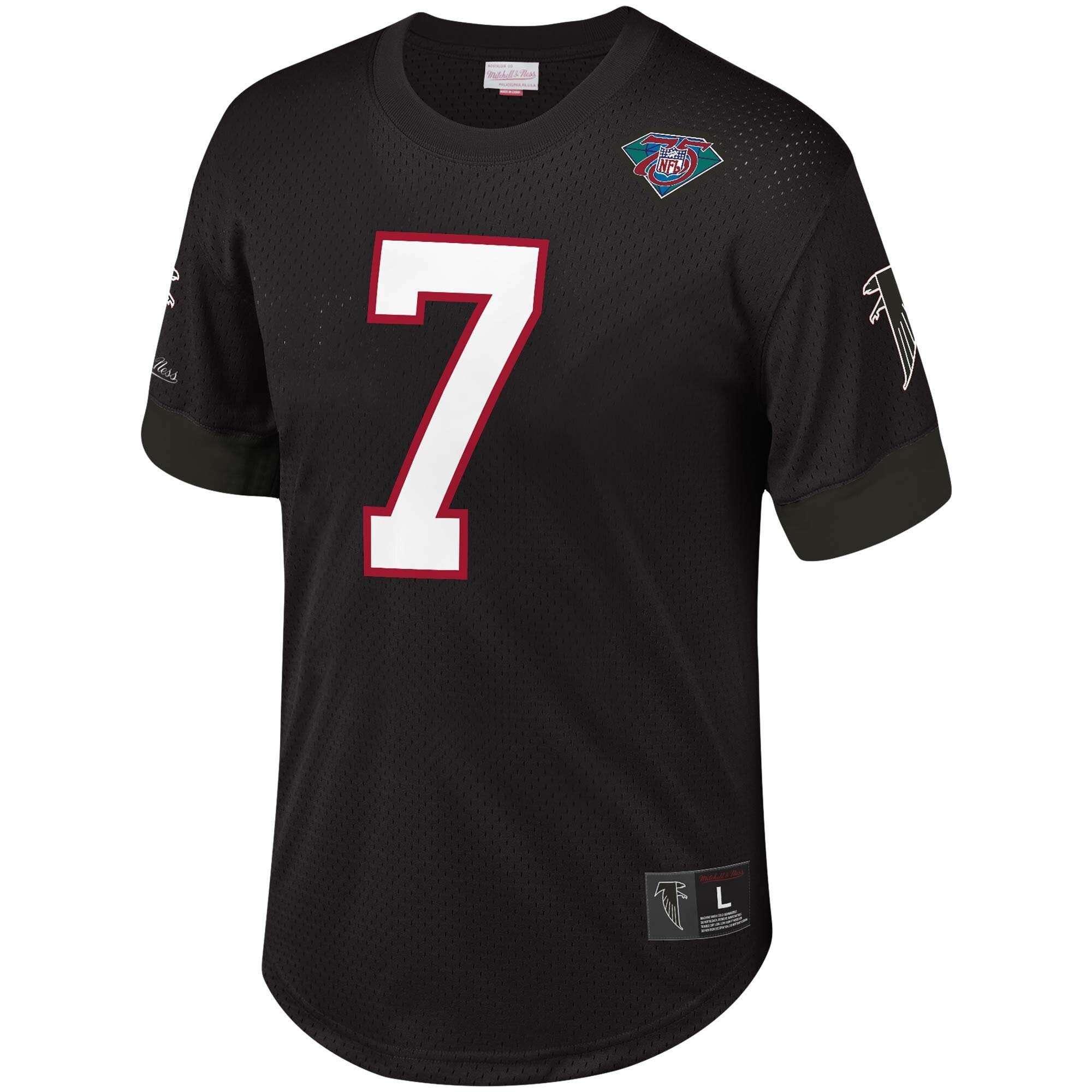 Mitchell And Ness T-Shirts Michael Vick Atlanta Falcons Mitchell & Ness NFL Name Number Mesh Crew - Black