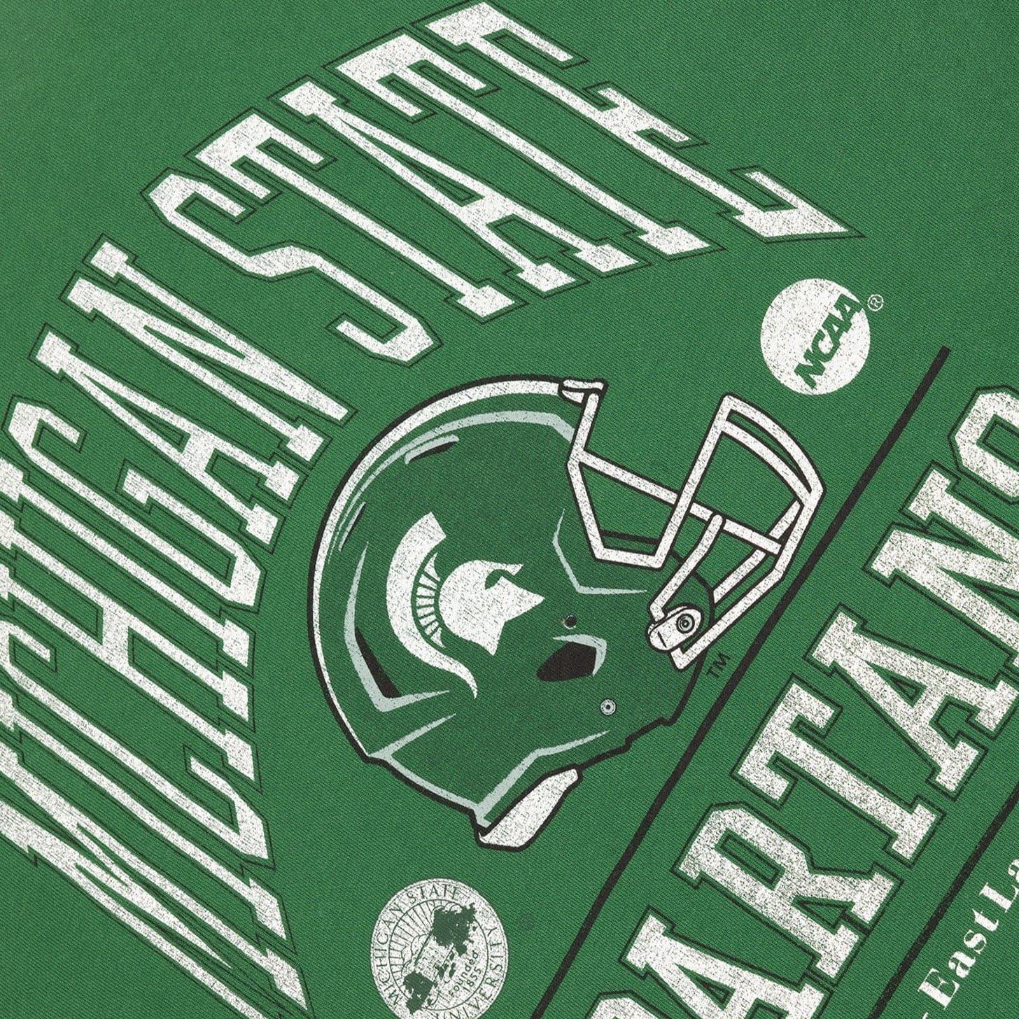 NCAA Branded Jumpers Michigan State Spartans NCAA Helmet Arch Vintage Crew Jumper - Vintage Green