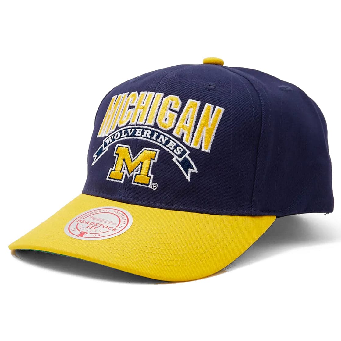 Mitchell And Ness Caps Michigan Wolverines Mitchell & Ness NCAA Free Throw Deadstock Snapback Hat - Navy
