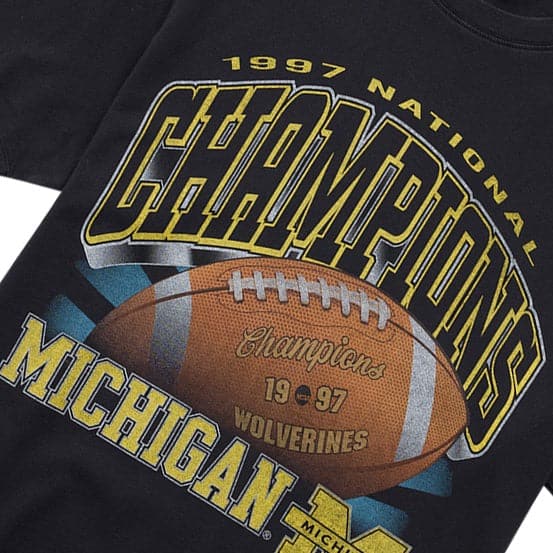 NCAA Branded T-Shirts Michigan Wolverines NCAA 97 National Champs Vintage T-Shirt - Faded Black