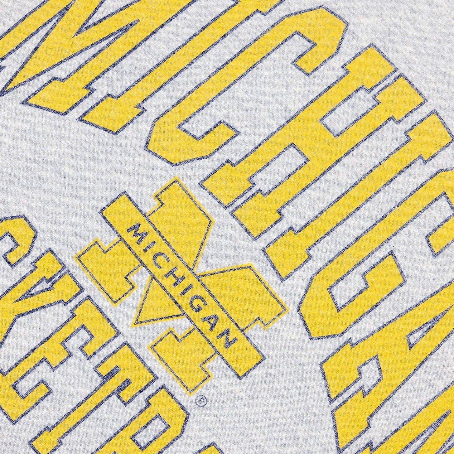 NCAA Branded T-Shirts Michigan Wolverines NCAA Team Arch Vintage T-Shirt - Vintage Grey Marle