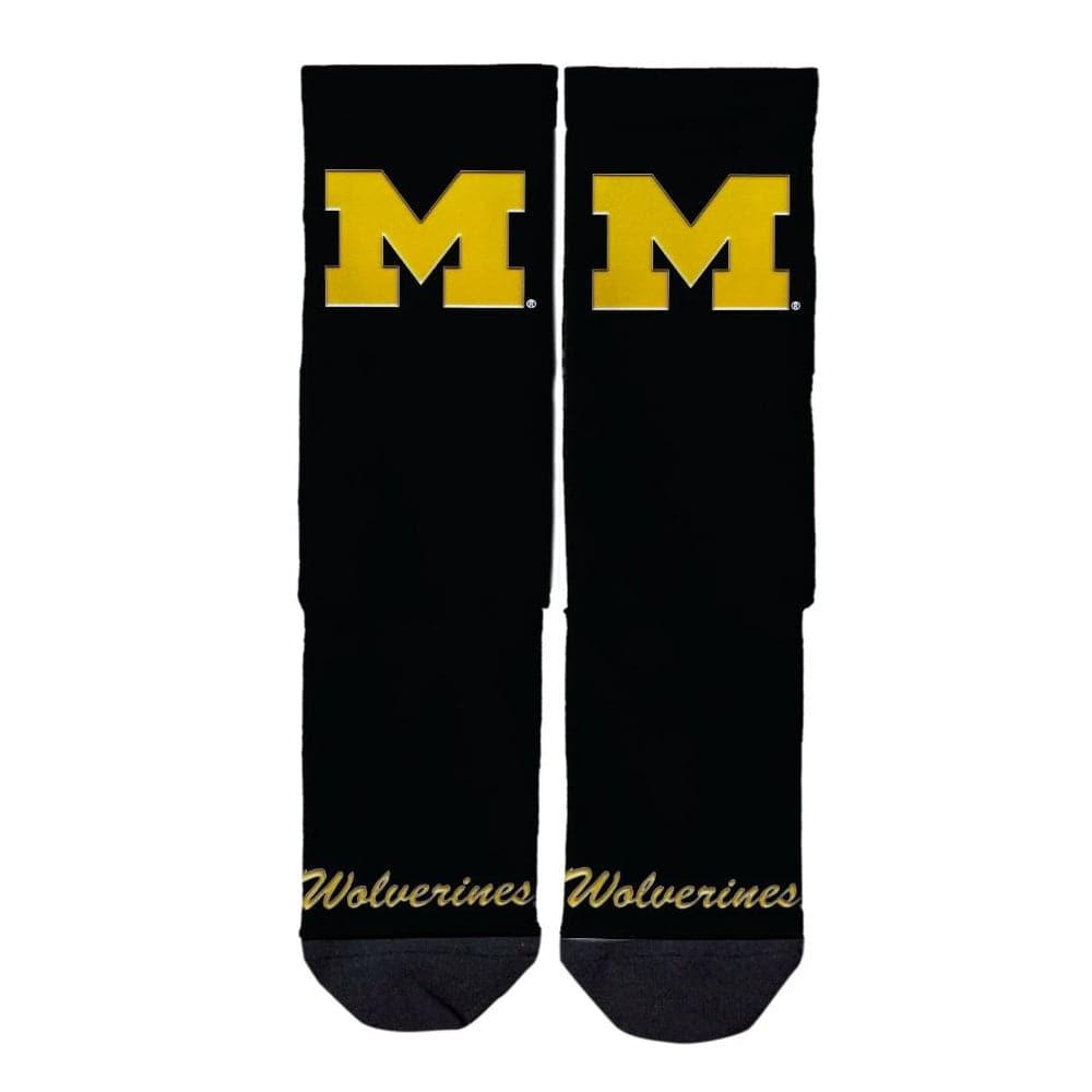 Strideline Socks M/L (8-12 US) Michigan Wolverines Strideline NCAA Team Chrome Classic Crew Socks - Black