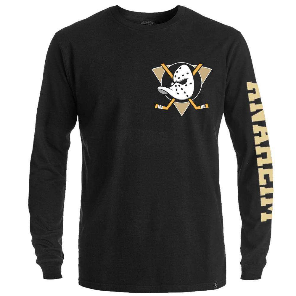 47 Brand Long Sleeve Tees Mighty Ducks '47 NHL Rundown Long Sleeve T-Shirt - Black