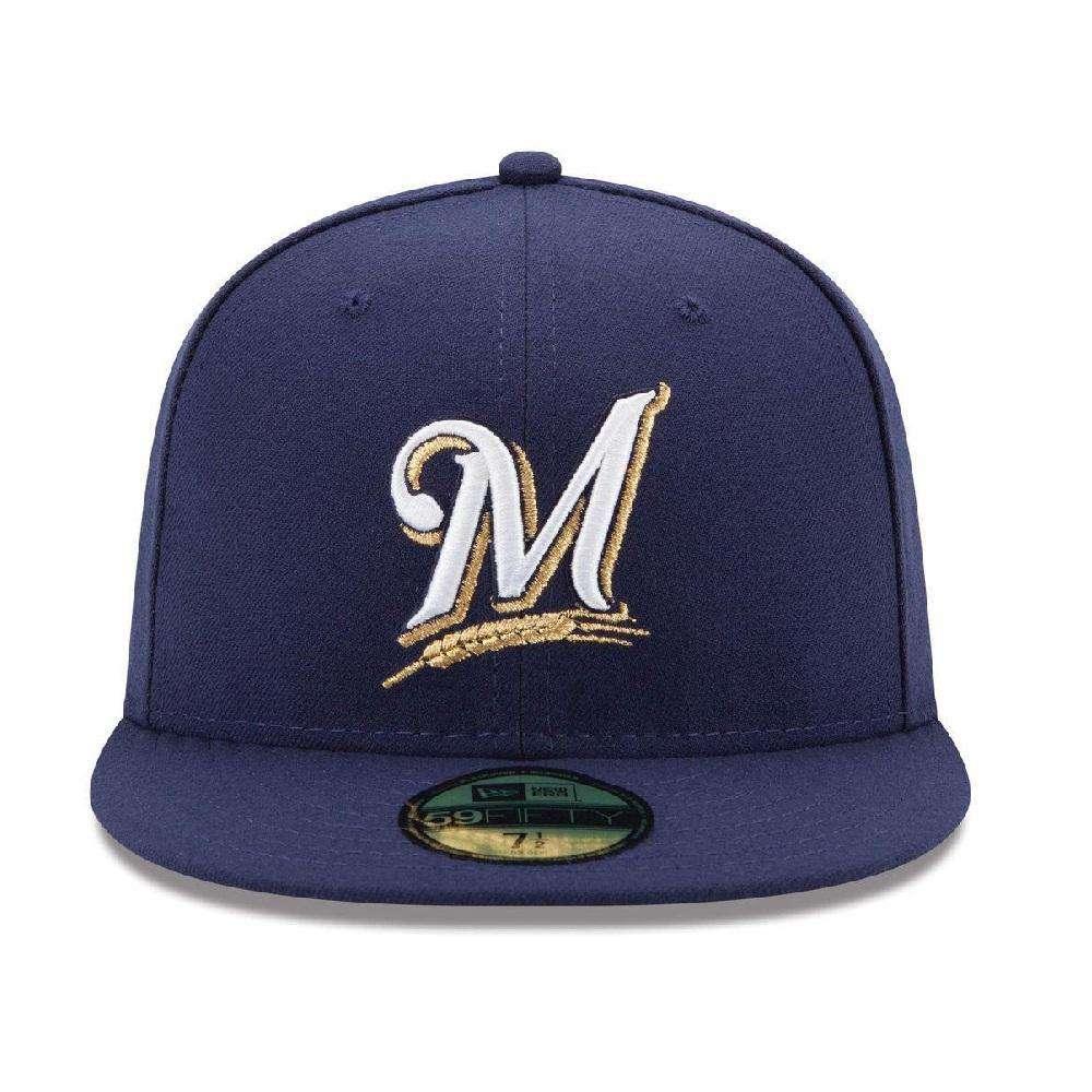 Milwaukee Brewers New Era MLB AC On-Field 59FIFTY Fitted Hat - Navy