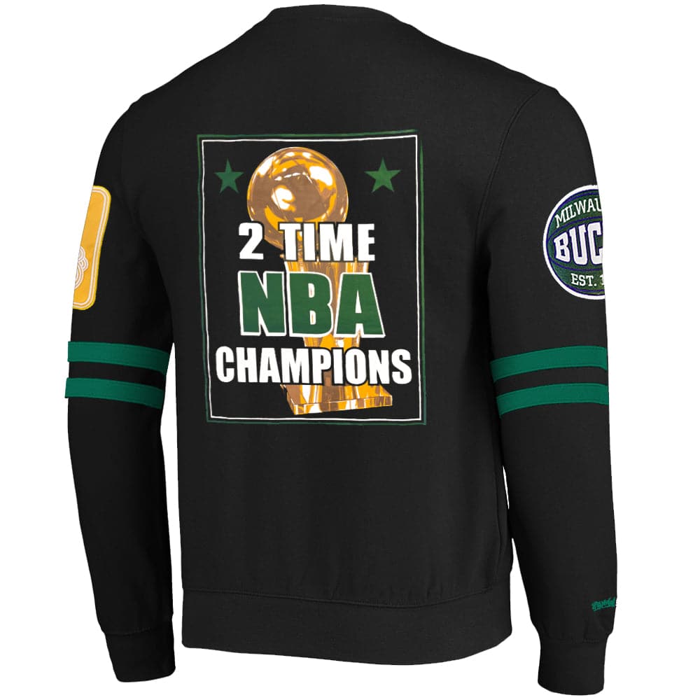 Mitchell And Ness Jumpers Milwaukee Bucks Mitchell & Ness NBA All Over 2.0 Crew Jumper - Green