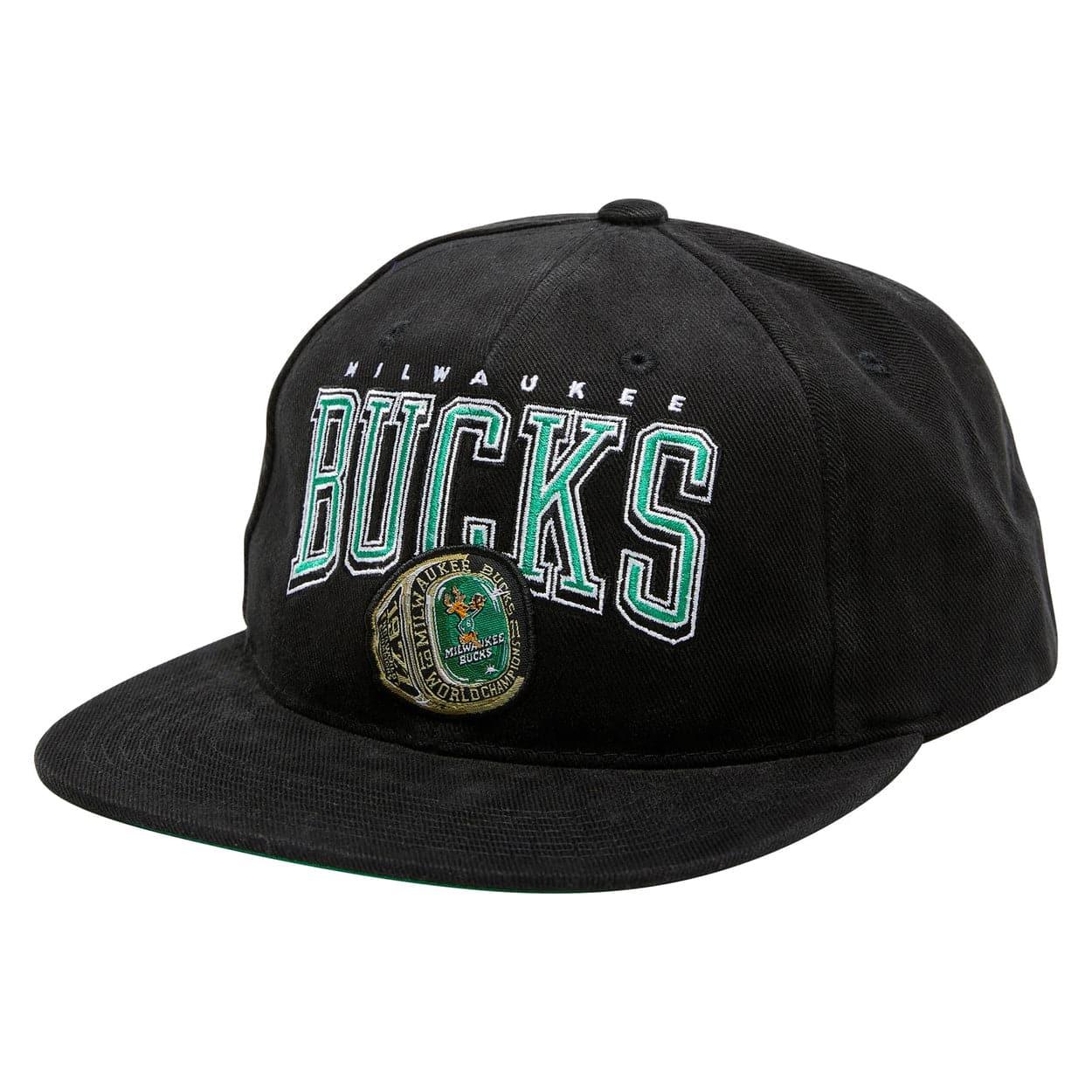 Mitchell And Ness Caps Milwaukee Bucks Mitchell & Ness NBA Champions Era Deadstock Snapback Hat - Black