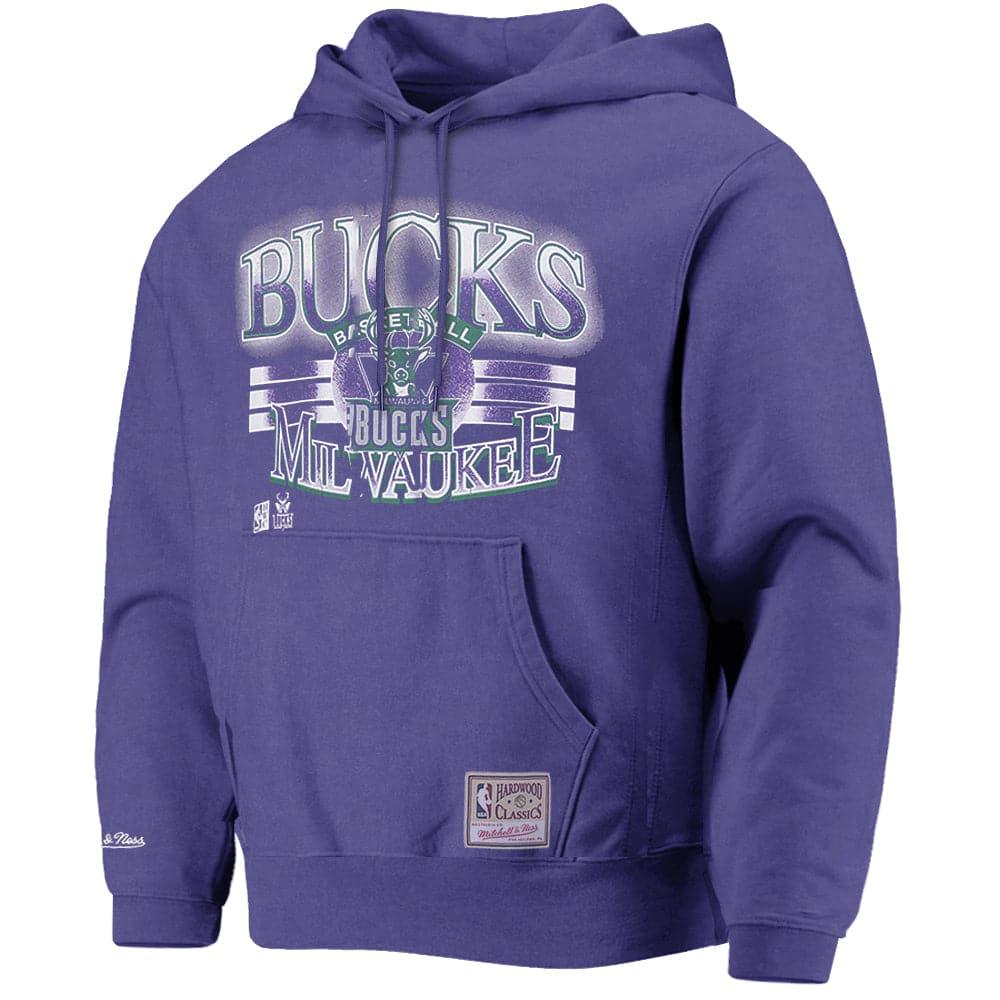 Mitchell And Ness Jumpers Milwaukee Bucks Mitchell & Ness NBA Glow Vintage Hoodie Jumper - Faded Purple