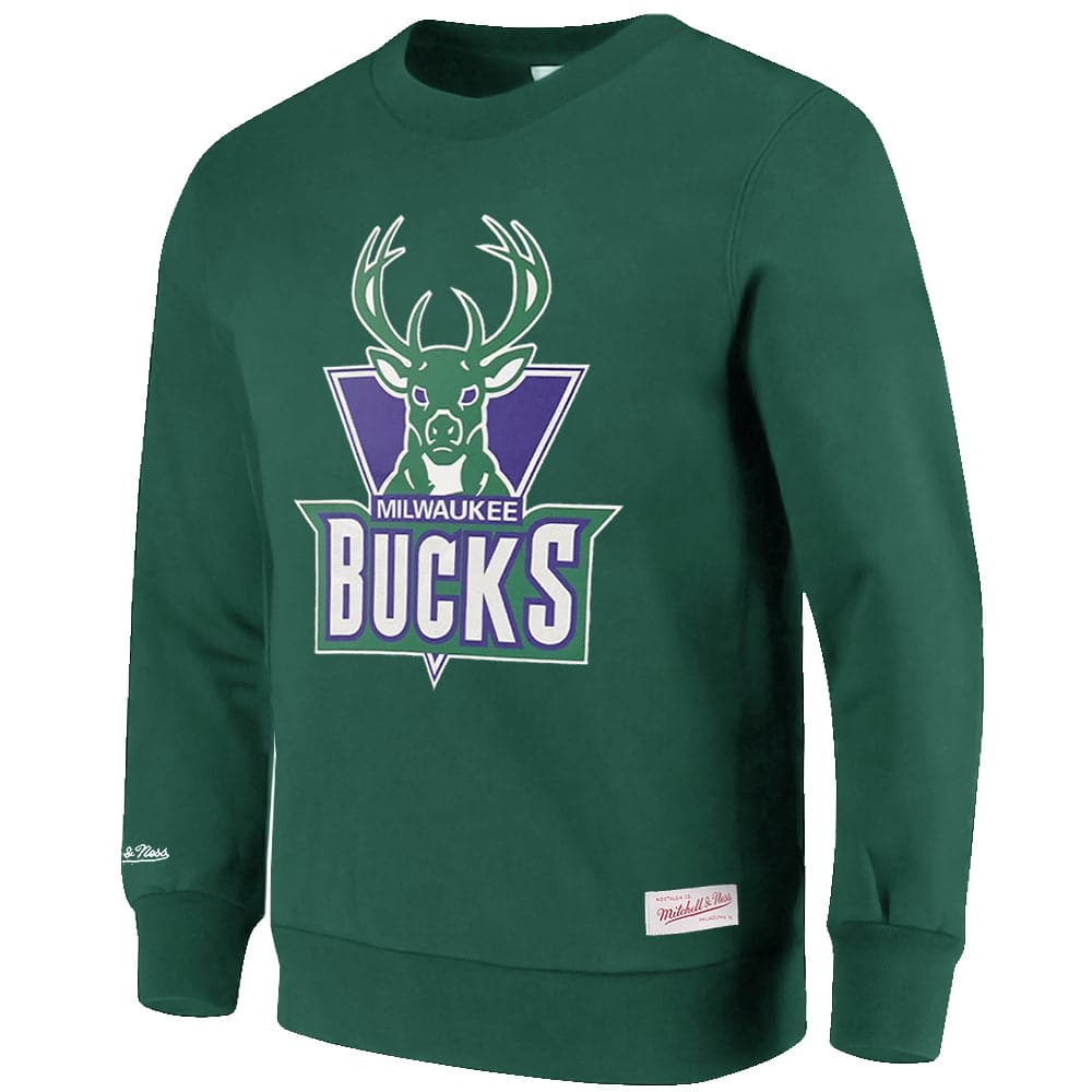 Mitchell And Ness Jumpers Milwaukee Bucks Mitchell & Ness NBA HWC Logo Crew Jumper - Green