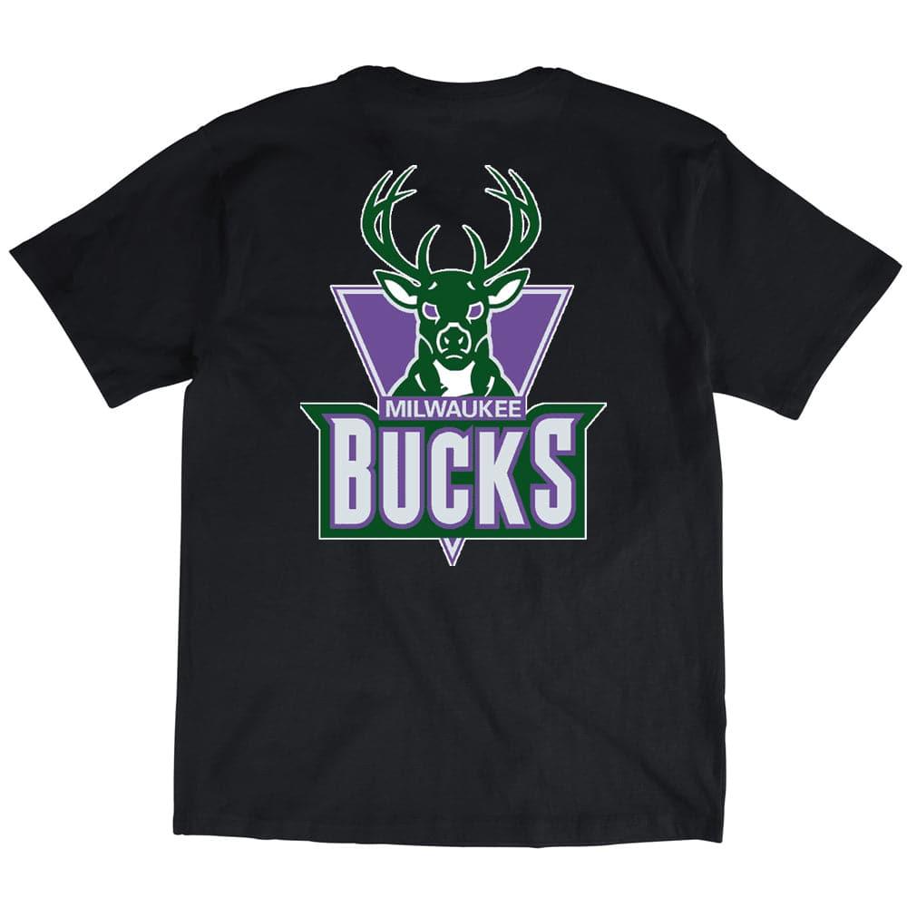 Mitchell And Ness T-Shirts Milwaukee Bucks Mitchell & Ness NBA HWC Retro Repeat T-Shirt - Black