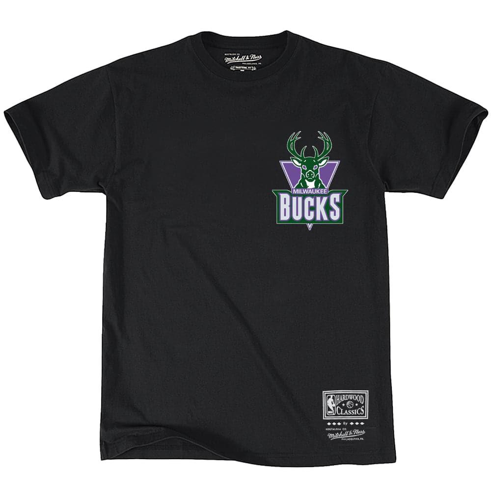 Mitchell And Ness T-Shirts Milwaukee Bucks Mitchell & Ness NBA HWC Retro Repeat T-Shirt - Black