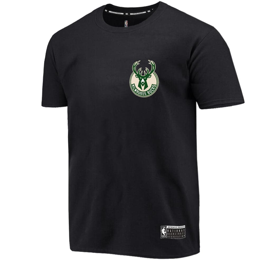 NBA Essentials T-Shirts Milwaukee Bucks NBA Essentials Team Logo Repeat T-Shirt - Black