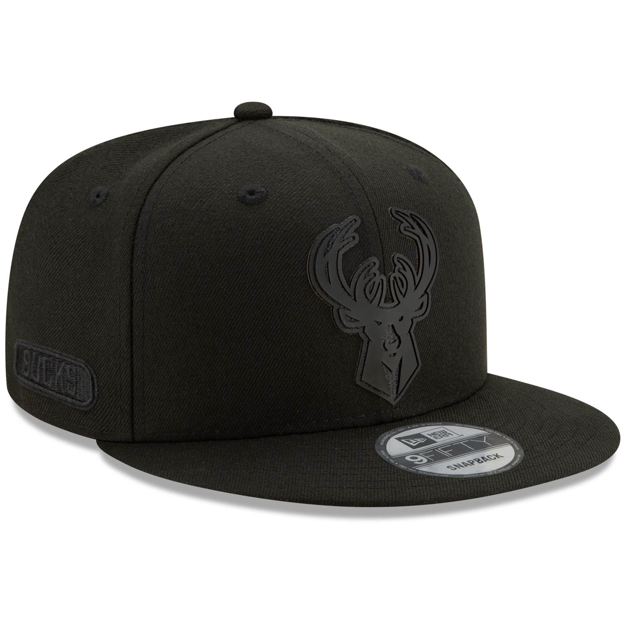 New Era Caps Milwaukee Bucks New Era NBA 2020 Black On Black Back Half 9FIFTY Snapback Hat