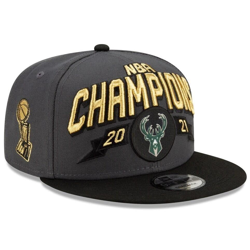 New Era Caps Milwaukee Bucks New Era NBA 2021 Champions 9FIFTY Snapback Hat - Charcoal