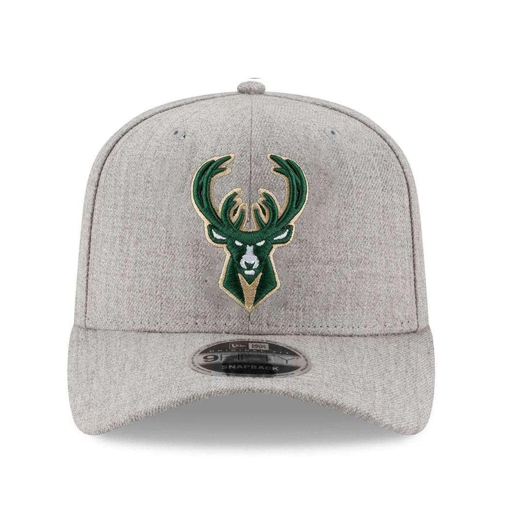 New Era Caps Milwaukee Bucks New Era NBA Heather Drop 9FIFTY Pre-Curved Snapback Hat