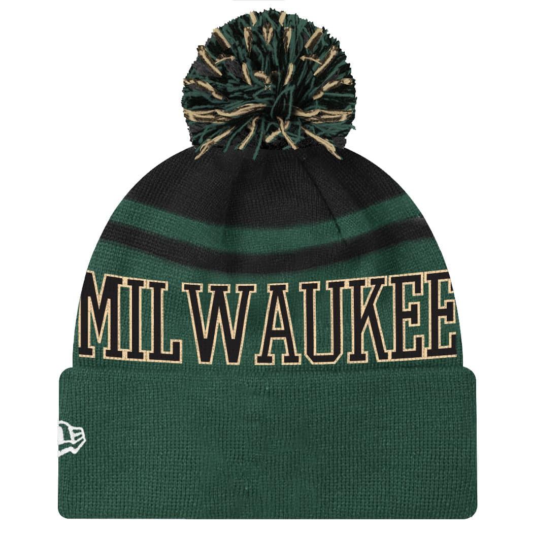 New Era Beanies Milwaukee Bucks New Era NBA Team Court Knit Pom Beanie - Green