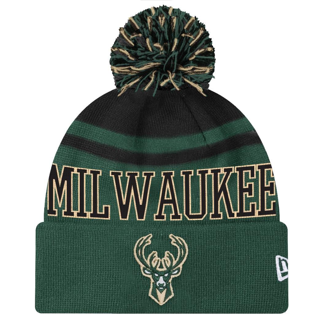 New Era Beanies Milwaukee Bucks New Era NBA Team Court Knit Pom Beanie - Green