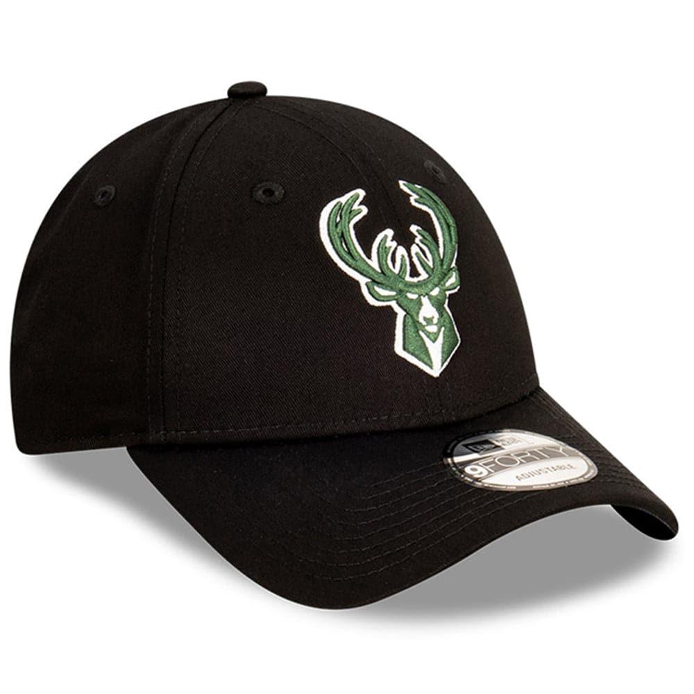 New Era Caps Milwaukee Bucks New Era NBA Team Stripes 9FORTY Cloth Strap Curve Hat - Black