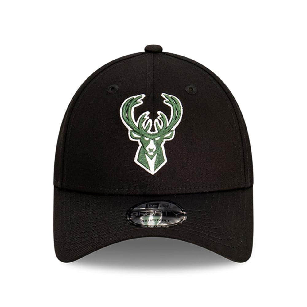 New Era Caps Milwaukee Bucks New Era NBA Team Stripes 9FORTY Cloth Strap Curve Hat - Black