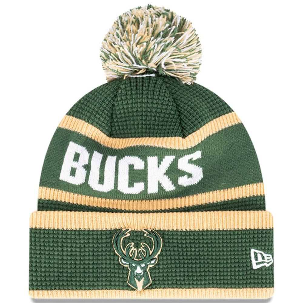 New Era Beanies Milwaukee Bucks New Era NBA Wordmark Waffle Knit Beanie - Green