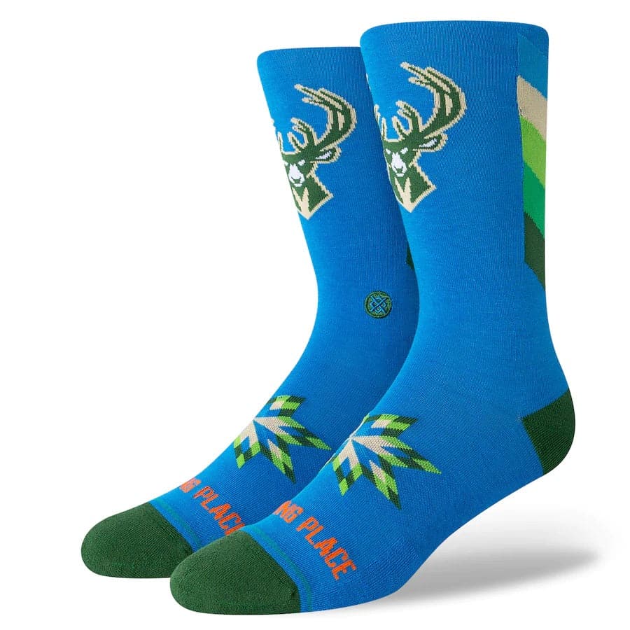 Stance Socks Large (9-12 US) Milwaukee Bucks Stance NBA 22-23 City Edition Crew Socks - Royal